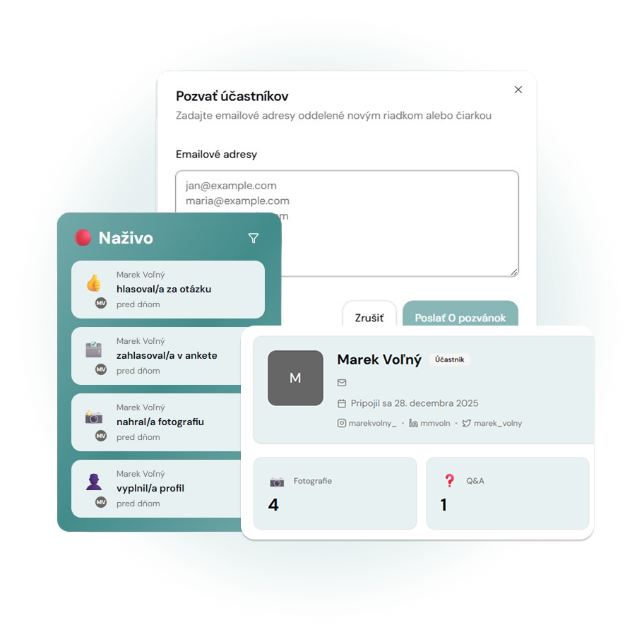 Prehľad účastníkov a pozvánok v dashboarde