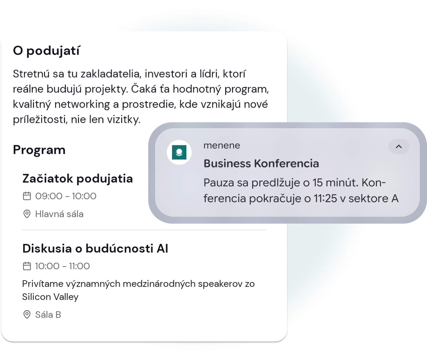 Program a upozornenia v appke